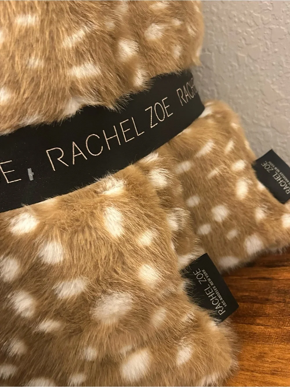 Set of 2 Rachel Zoe Faux Fawn Deer Fur Luxury Decorative Throw Pillows